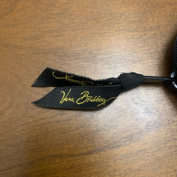 Quilted Black Vera Bradley Wristlet with White/Yellow Floral and Bird Pattern - Picture 5 of 6